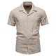 thumbnail image 1 of Playera Elvqul Hombre Beige Casuales de Color Sólido Manga Larga con Solapa Abotonada, 1 of 8