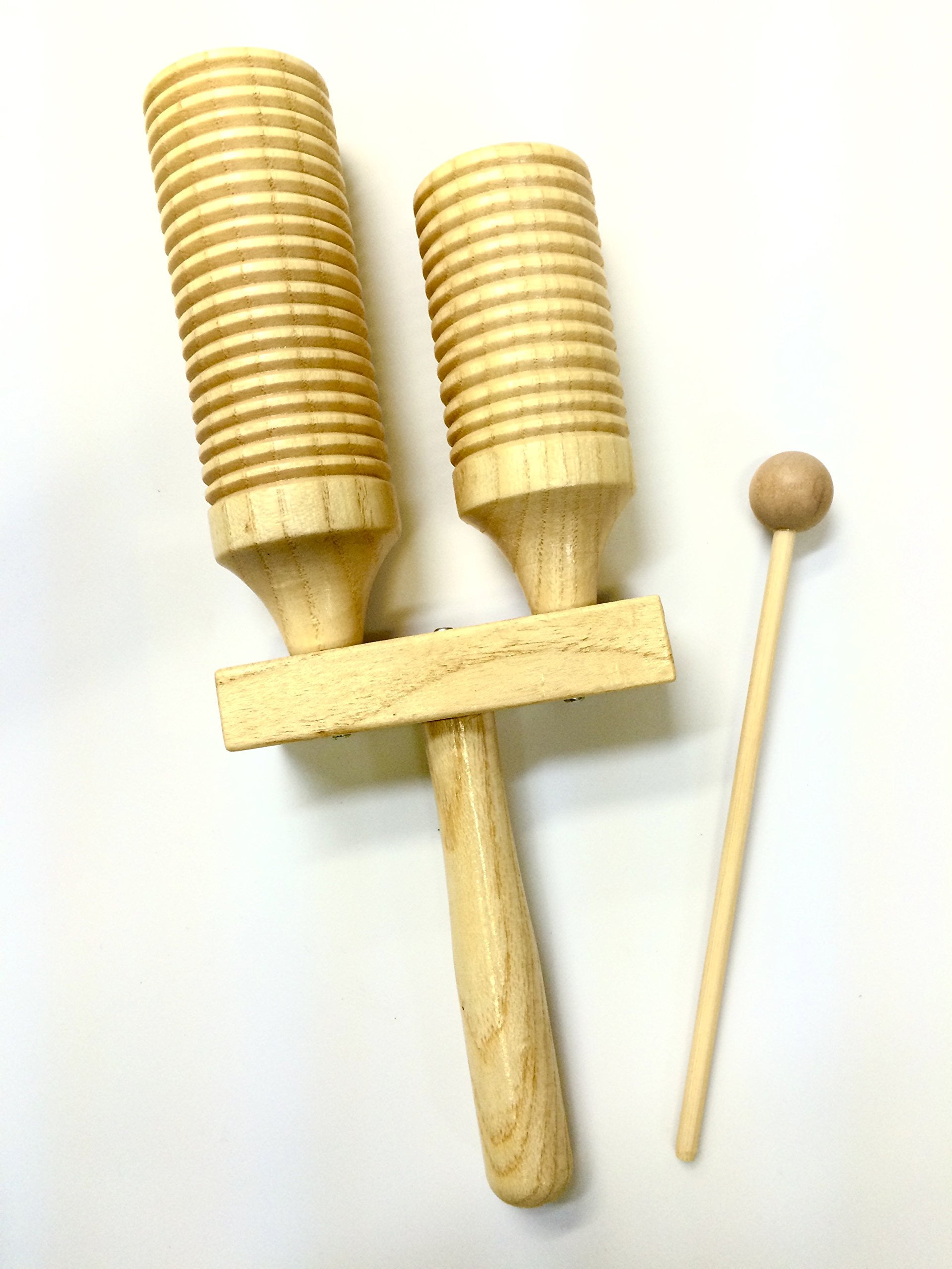 Double Wood Tone Block and Guiro with Mallet High and low pitch