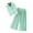 #036-Mint Green, variant on hengsof Girl's 2 Piece Outfits Elegant Striped Sleeveless Suit Vest Long Elastic Casual Pants Set