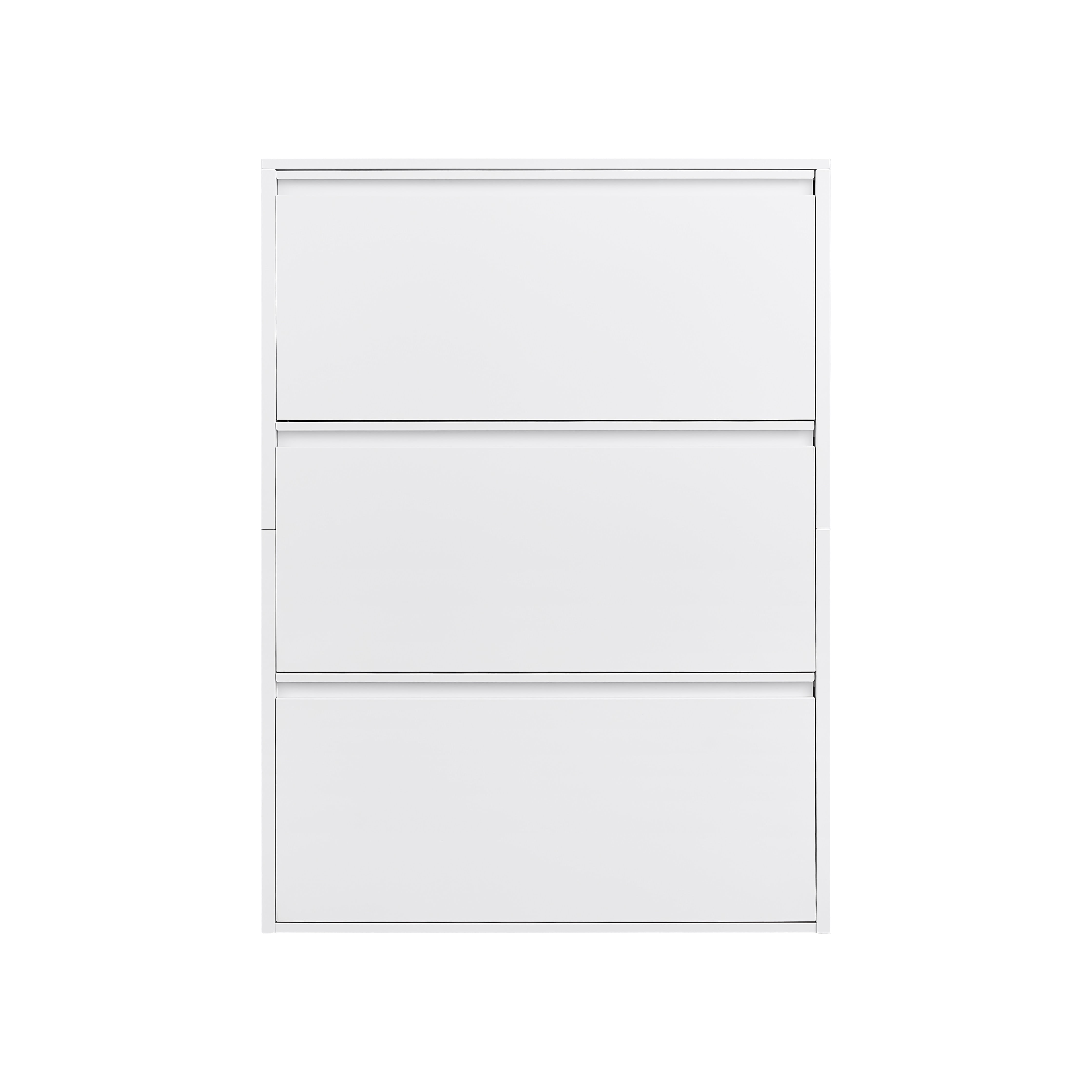 Aisword Modern Metal Shoe Cabinet with 3 Flip Drawers,Narrow Slim Wall-Mounted Hidden Shoe Organizer Shoe Rack for Entryway,White