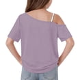 thumbnail image 5 of breaise Girl's Off The Shoulder Tops Short Sleeve Summer T Shirt Tops Trendy Cold Shoulder Tops, 5 of 10