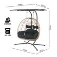 thumbnail image 3 of FKS LIFE Wicker Egg Hanging Chair with Stand, Yellow/Black Cushion Egg Chair Swing Hanging Outdoor Wicker Hammock Chairs, 3 of 6
