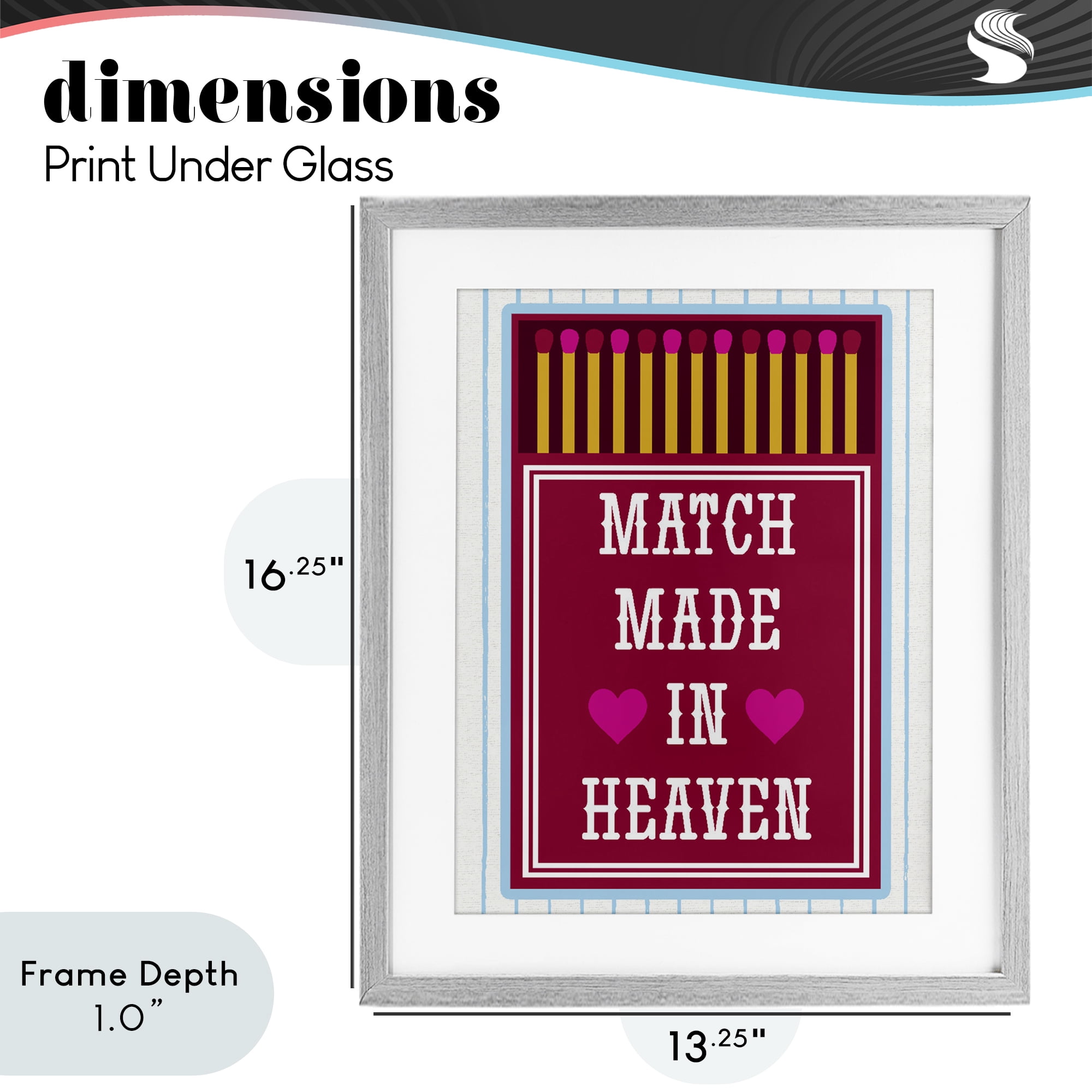 Stupell Industries Vintage Match Made In Heaven Gray Framed Print Under Glass, design by Lil' Rue