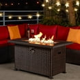 thumbnail image 2 of Erommy  Gas Fire Pit Table,38 Inch 50,000 BTU Round Propane Firepits w AluminumTabletop & Glass Wind Guard Brown-50in w PlasticTabletop 50in, 2 of 5