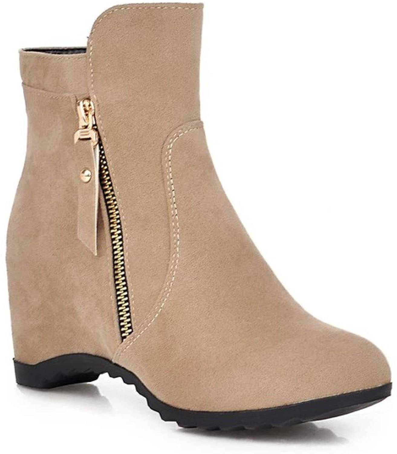 Wedge Booties Comfortable Faux Suede 