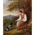 thumbnail image 2 of Joseph Lavos 15x18 Gold Ornate Wood Frame and Double Matted Museum Art Print Titled - Shepherdess at the Rest with Dog, 2 of 4