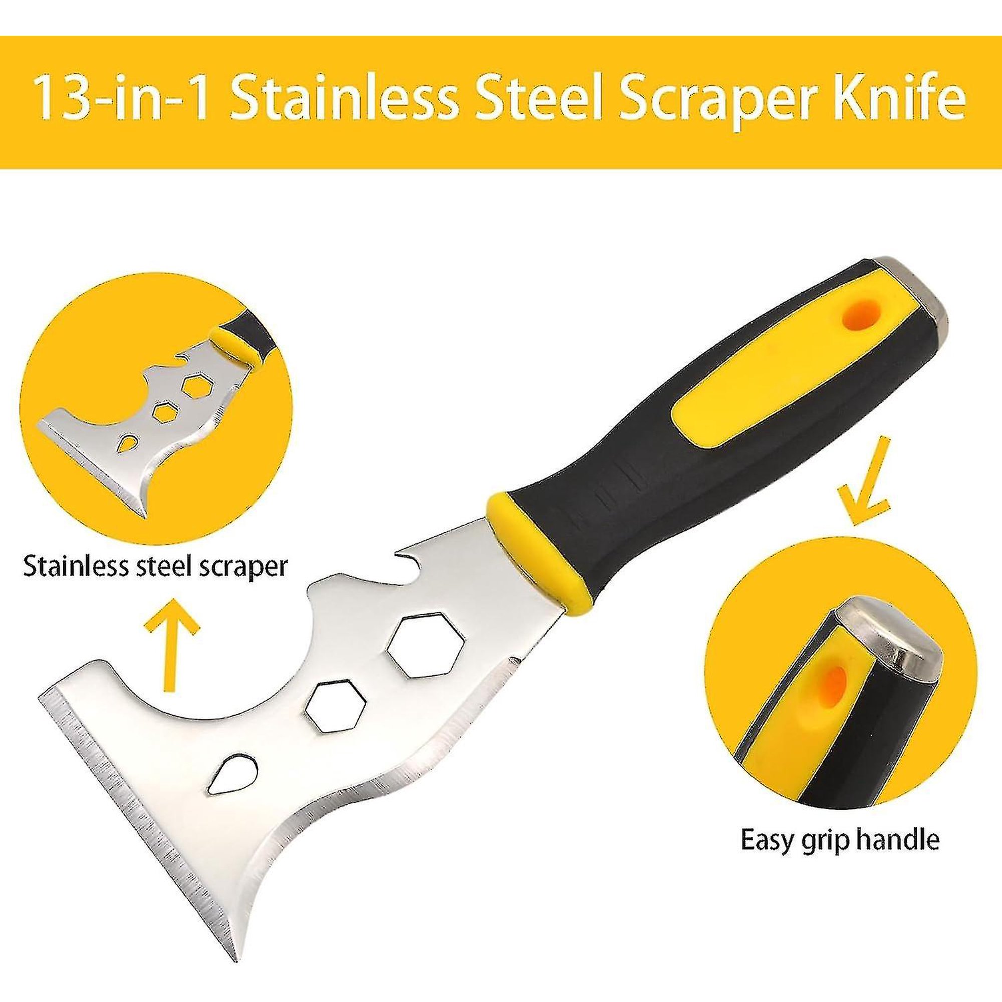 Zhaoyao Window Glazing Tool Kit, 4PCS Heavy-Duty Glazing Tools, Multi- Functions Alloy Hammer, Red Window Roller, Plastic Shovel, Steel Scraper For Windows, Doors Hand Tool Sets