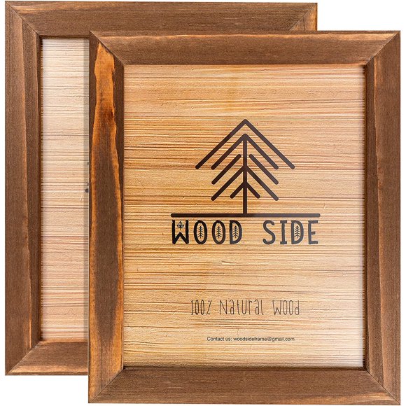 Rustic Wooden Picture Frame 8x10 - Unfinished Natural Barnwood Set of 2-100% Eco Solid Wood for Wall Mounting and Tabletop Photo Frames