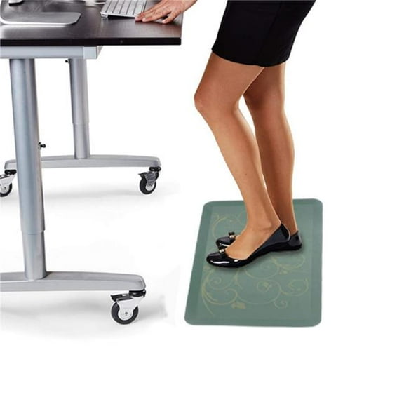 Direct Wicker  PVC-24 32' X 20' Standing Desk Mat Non-Slip Anti-Fatigue Flat Kitchen & Office Mat, Green