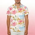 thumbnail image 5 of Lorytime Valentine Shirts for Women Button down Unisex Roses Heart Bow Hawaiian Shirt Collared Short Sleeve Tops White 3XL, 5 of 7