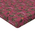 thumbnail image 4 of Ambesonne Tropical Fitted Sheet, Wild Zebra Flamingo Toucan, Twin XL Size, Warm Taupe Charcoal Grey, 4 of 5