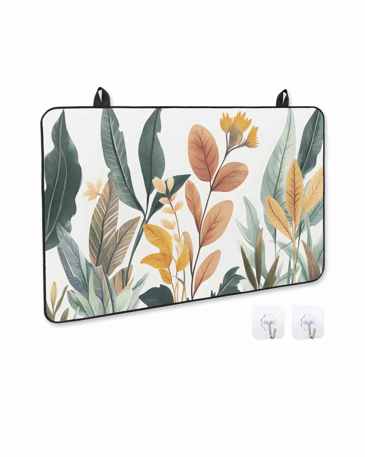 nqOlkjepod Large Induction Cooktop Protector Mat 24"x21", Watercolor Floral Leaves Stove Top Covers for Electric Stove, Summer Tropical Botanical Stove Burner Cover Mats, Glass Top Stove Cover