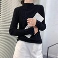 thumbnail image 1 of Femmes Automne et Hiver Mode Coréenne Col Montant Demi-Haut Tricot de Base Manches Longues Ajusté Chandail Tricoté Uni Chandail Hauts Ropa, 1 of 5