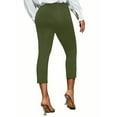 thumbnail image 4 of Guieoi Women Leggings under $5 Fashion Women's Yoga Pants Capris Solid Color Button Slit Elastic Waist Sports Leisure Pants Green S, 4 of 4