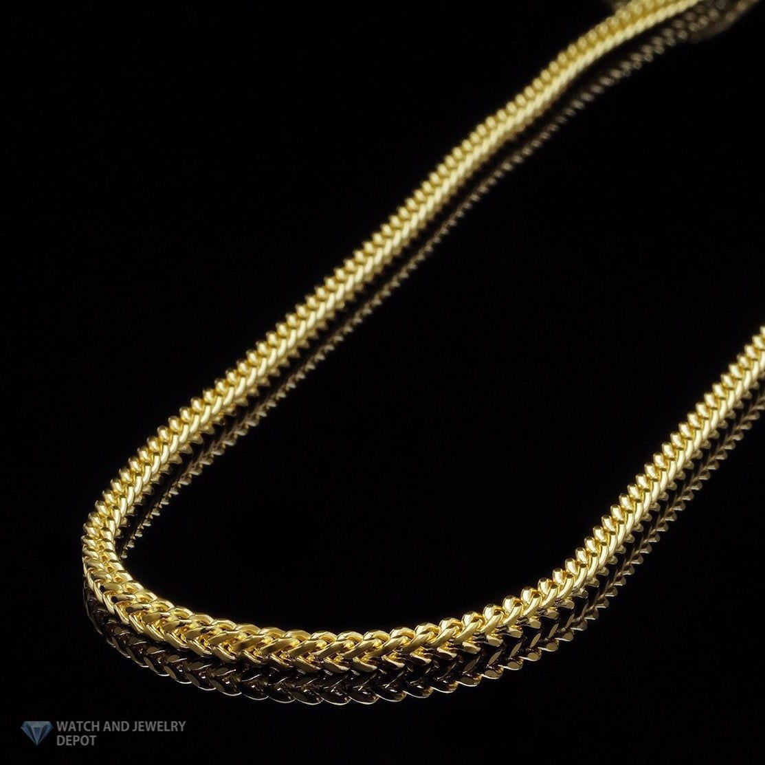 14K Yellow Gold Hollow 4mm Franco Chain 