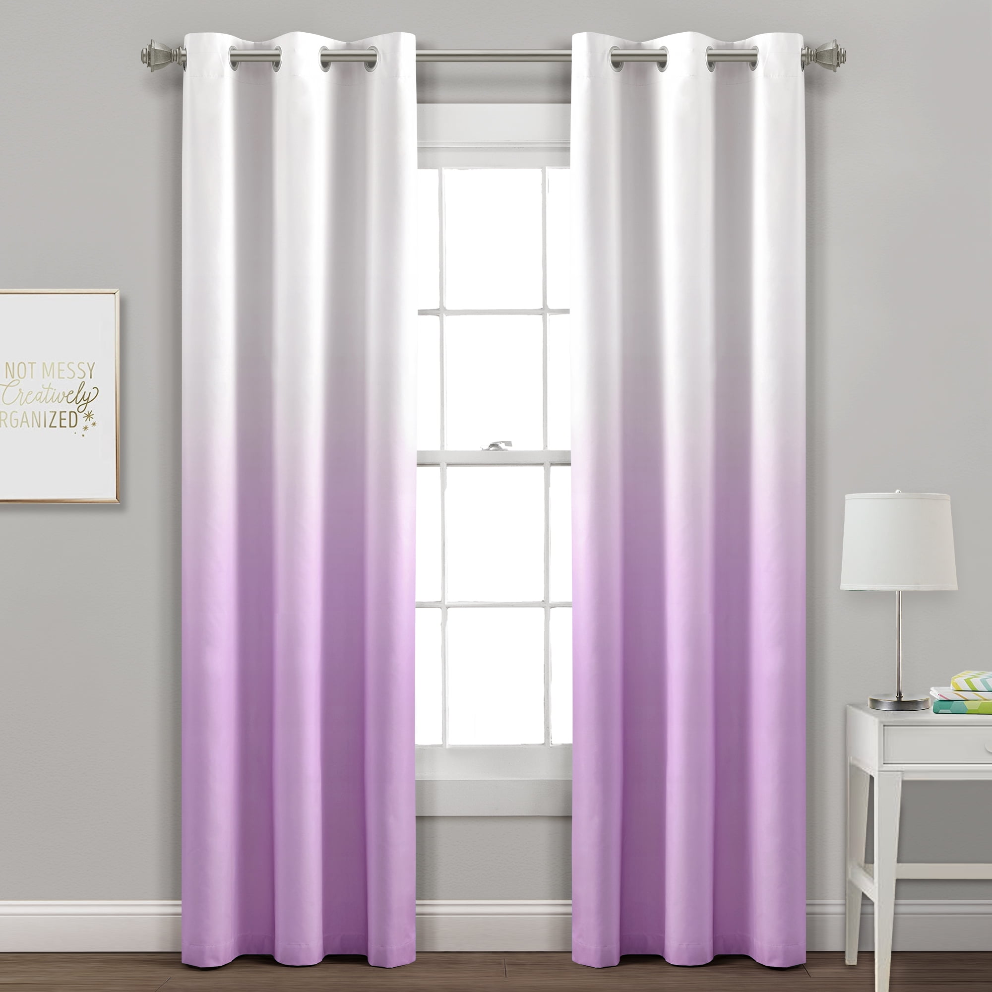 100% Blackout Panels Heavy Thick Grommet Bay Window Curtain 1 Set Lilac 