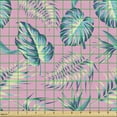 thumbnail image 2 of Ambesonne Tropical Fabric by the Yard Upholstery, Colorful Exotic Leaf Art, 3 Yards, Soft Pink and Cadet Blue, 2 of 5