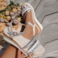 thumbnail image 5 of Dakaela Women's Espadrille Wedge Sandals Flower Ankle Strap Platform Summer Shoes Braided Open Toe Dressy Casual Slip on Sandal Size 6-10 White, 5 of 8