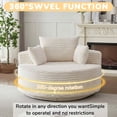 thumbnail image 4 of FFH 55" Corduroy Swivel Chair, Round Lounge Chair Accent Chair, Beige, 4 of 11