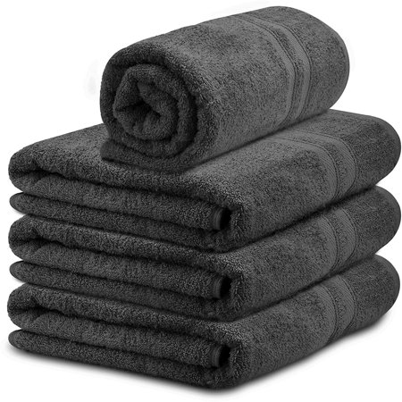 Luxury Bath Towels - 100% Ring Spun Cotton 650 GSM Big Hotel Bath Towel Set of 4 Perfect for Pool Spa, Bathrooms (Charcoal)