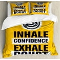 thumbnail image 1 of Inhale Exhale Queen Size Duvet Cover Set, Motivation Quote with Muscle Arms Sports Confidence Activity, Decorative 3 Piece Bedding Set with 2 Pillow Shams, Earth Yellow Indigo White, by Ambesonne, 1 of 3