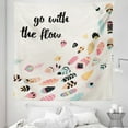 thumbnail image 1 of Feather Tapestry, Go with the Flow Inspirational Words with Colorful Bohemian Quills Aztec Elements, Fabric Wall Hanging Decor for Bedroom Living Room Dorm, 5 Sizes, Multicolor, by Ambesonne, 1 of 1