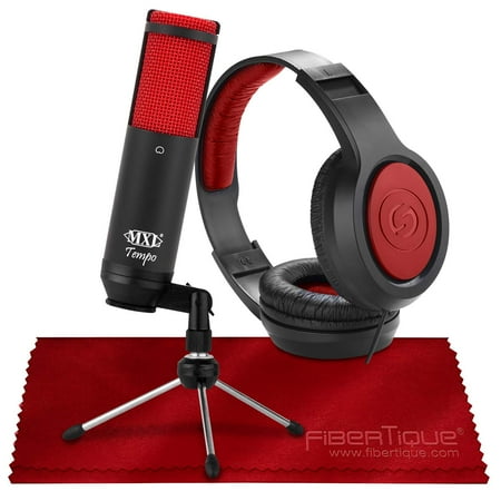 Marshall Electronics Mxl Usb - MXL Tempo KR USB Cardioid Condenser Microphone (Black/Red) with Studio Headphones Accessory Bundle