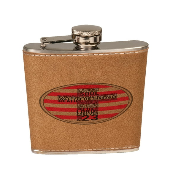 KuzmarK 6 oz. Leather Pocket Hip Liquor Flask - American Flag Lords Prayer