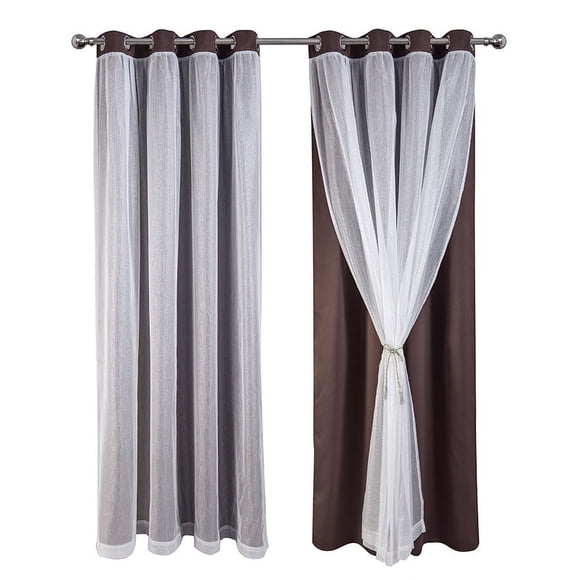 Double Curtain,Blackout Curtain, with Transparent Curtain,Vailable Scenarios For Bedroom,Living Room,Glass Door and Cafe ,1 Pane,51 x 62 Inch