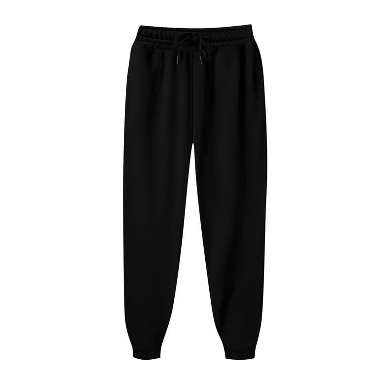 ELFINDEA Lounge Pants Women Fashion Sport Solid Color Drawstring Pocket  Casual Sweatpants Pants Black 2XL