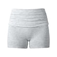 thumbnail image 3 of Arlun Womens Fold over Yoga Shorts Summer Elastic High Waist Seamless Lifting Gym Leggings Comfortable Soft Breathable Pure Color Non See Through Athletic Shorts Grey XL, 3 of 4