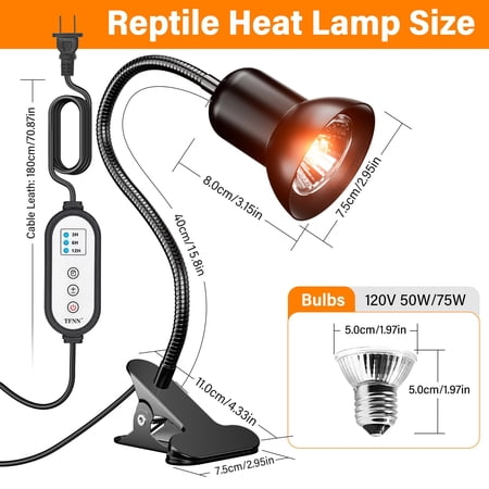 Reptile Heat Lamp for Lizard,aquatic lamp with 2 UVA UVB Bulbs light for Reptiles,UVA UVB Reptile Light with Adjustable Switch,360° Rotatable Aquatic Lamp for Turtle Tank Accessories