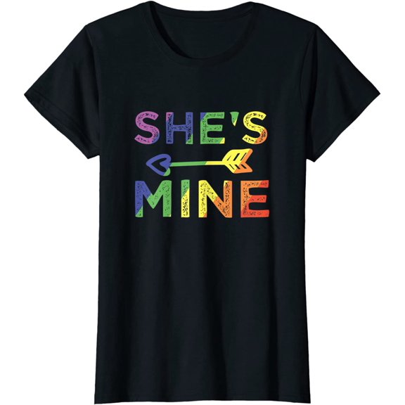 Lesbian Couple She's Mine I'm Hers Matching LGBT Pride T-Shirt Gift