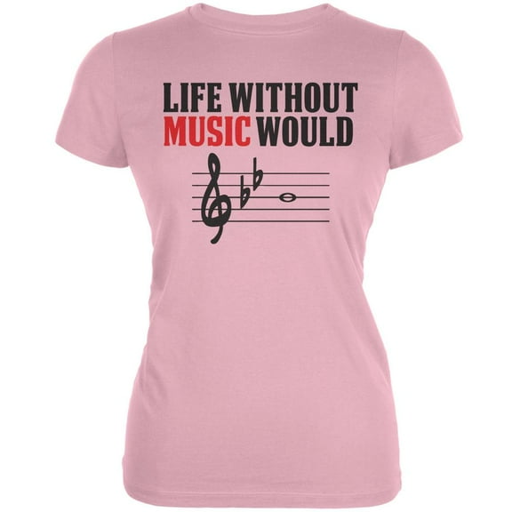 Without Music Life Would B Flat Pink Juniors Soft T-Shirt - 2X-Large