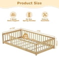 thumbnail image 6 of PORKISS Twin Floor Bed with Guardrails, Natural Wood Montessori Floor Bed Frame with Slats, Low Bed Frame for Kids Room, Open Entry Design, No Box Spring Needed, 6 of 10