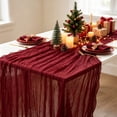 thumbnail image 6 of Christmas Table Runner, Gauze Table Runner, Bohemian Crinkled Gauze Table Runner, Holiday Table Decor for Xmas Party Dining Table Decoration, 6 of 6