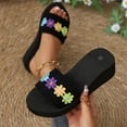 thumbnail image 6 of NexTorq Women's Flower Wedge High Heel Slide Sandals Summer Comfort Nonlip Platform Beach Sandal, Green, 7, 6 of 9