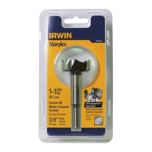 Irwin Marples 1-1/2 in. Dia. x 6 in. L Carbon Steel Forstner Drill Bit 3/8 in. Round Shank 1 pc.