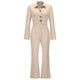 thumbnail image 3 of Aayomet Jumpsuits For Women Ladies Slim Autumn Winter High Waist Casual Straight Jumpsuit,Beige XL, 3 of 5