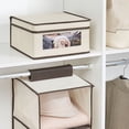thumbnail image 2 of mDesign Medium Fabric Closet Storage Box, Window/Lid, 6 Pack, Cream/Dark Brown, 2 of 8