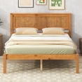 thumbnail image 2 of Full Size Modern Minimalist Platform Bed Frame Wood Slat Support, Bed Frame with Headboard, for Bedroom , College Dorms, Oak, 2 of 9