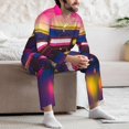 thumbnail image 5 of Wukai Neon Cassette Tape Men's Long-Sleeve Pajama Set - Comfortable Sleepwear with Button-Down Shirt and Pants-X-Large, 5 of 6