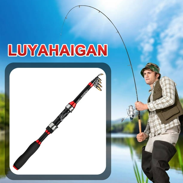 Jinveno Fishing Rod w/ Spinning Reel Portable Hard Ultra Light Pole Fishing  Tackle Tools 