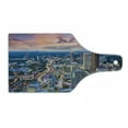 thumbnail image 1 of Modern Cutting Board, Atlanta City Skyline at Sunset with Syk Georgia Town American View, Decorative Tempered Glass Cutting and Serving Board, Wine Bottle Shape, Pale Pink Grey Blue, by Ambesonne, 1 of 1