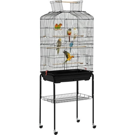 64-inch Play Open Top Medium Small Bird Cage with Detachable Rolling Stand for Parrot Lovebirds Finches Canaries Parakeets Cockatiels Budgie Parrotlet Conures