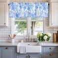 thumbnail image 2 of Watercolor Blue Flower Window Valance Curtain Floral Plant Rod Pocket Short Curtain for Living Room, Bedroom & Kitchen Window Decor 60x18in, 2 of 8