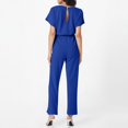 thumbnail image 2 of Huankd Womens Summer Casual Short Sleeve Pants Suit Beach Vacation Romper Belted Dressy Wedding Guest Jumpsuit Jumper Royal Blue M, 2 of 5