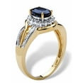 thumbnail image 2 of PalmBeach Jewelry 10k Yellow Gold Oval Blue Sapphire and Round Diamond Accent Crossover Ring, 2 of 5