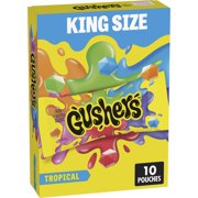 Gushers Fruit Flavored Snacks, King MDA05 Size Pouches, Tropical Flavor, 10 Ct, 19 oz