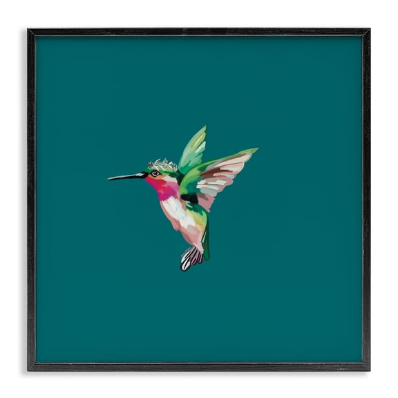 Stupell Industries Art Deco Hummingbird with Crown Black Framed Giclee Art, 12 x 12, by Amelia Noyes